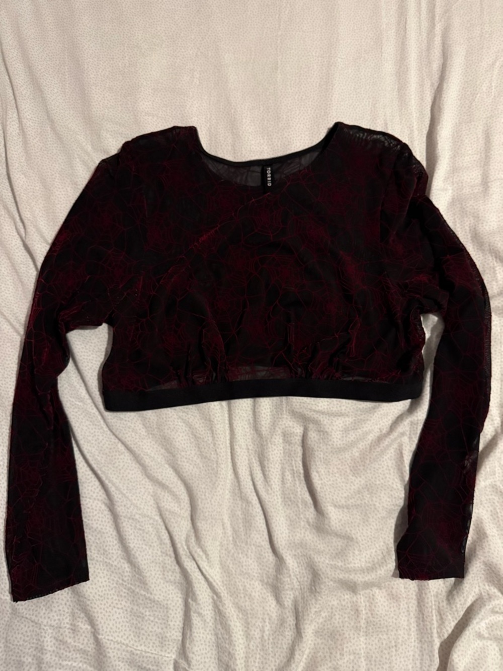 Spider Web Pattern Mesh Crop Top